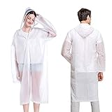Material EVA impermeable: hecho de material 100% EVA, impermeable y transpirable, no tóxico, antienvejecimiento, suave y de secado rápido. En comparación con el impermeable desechable o el chubasquero de PVC, este poncho transparente es resistente a la rotura y se puede utilizar varias veces.
