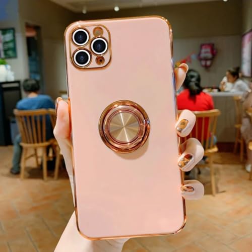 Coque antichoc pour iPhone 12 Pro Max rose évitant les chutes avec son anneau