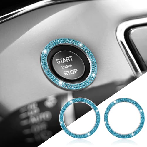 2PCS Bling Car Crystal Rhinestone Ring Emblem Sticker, Push to