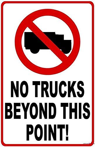 New Street Sign Warning Plaque Wall Decor No Trucks Beyond This Point Keep Large Vehicles Out of Community Sign Courtyard Decoration Office Sign Outdoor & Indoor Safety Aluminum Sign 8 X 12 Inch