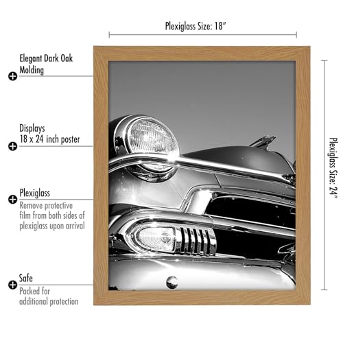 Americanflat 18x24 Poster Frame with Polished Plexiglass - Wide Picture Frames Made of Engineered Wood for Vertical or Horizontal Wall Display - Epic Collection - Dark Oak