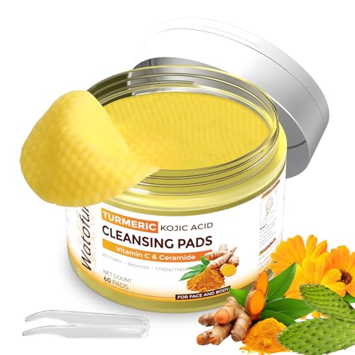 Turmeric Kojic Acid Cleansing Pads For Face, 60 Pcs Kojic Acid And Turmeric Cleansing Pads For...