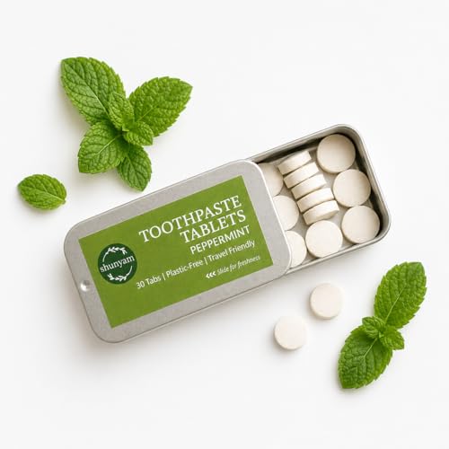 Image of Shunyam Toothpaste Tablets | Pack of 30 | Travel Pack | Airport Friendly | Natural, Flouride, SLS and Paraben Free | Peppermint