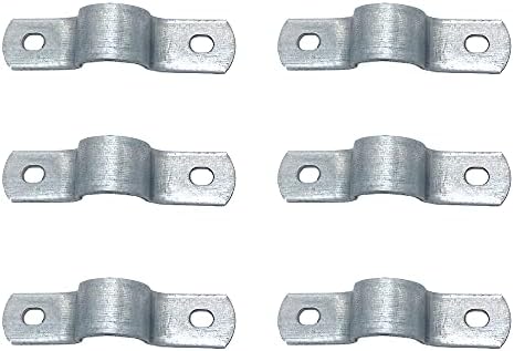 Facaimao M25 Two Hole Strap U Bracket Clamps Heavy Duty Thicken 2mm Smooth Appearance Without Burr Zinc Plated Carbon Steel Supporting Fixed Pipe 6Pcs