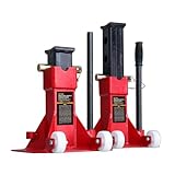 TCE ATZ220006PU Torin Heavy Duty Jack Stands: Pin Style Jack Stand with 2 Casters and Handle Easy Portable Car Stand for Car SUV, Truck and Pick Up, 22 Tonnen (20.0 kg) Capacity, Red