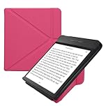 kwmobile Origami Cover for Kobo Libra H2O Case - Slim PU Leather eReader Cover with Stand and auto sleep funktion - Neon Pink