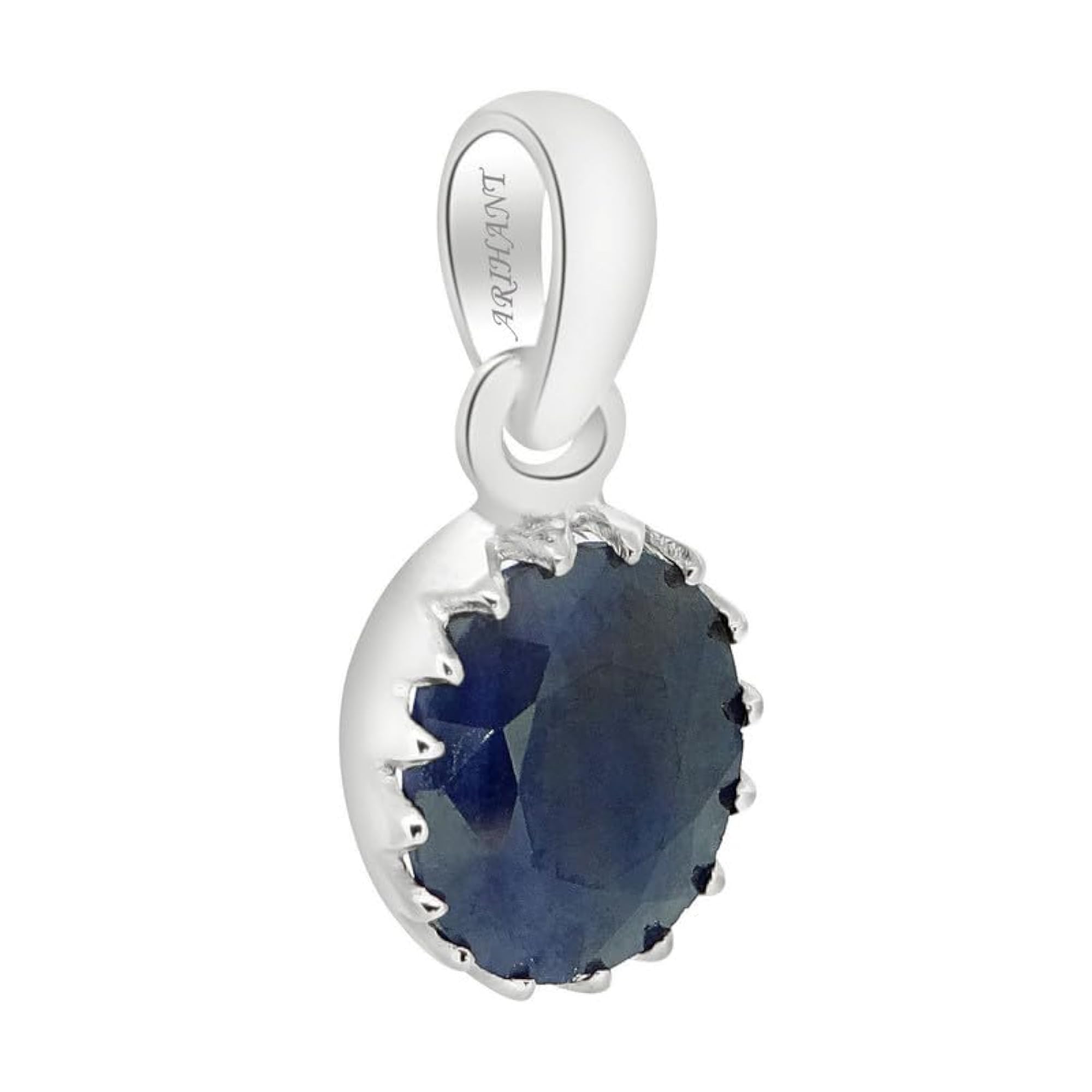 Unisex Neelam Blue Sapphire Sterling Silver Pendant, Elegant Gift