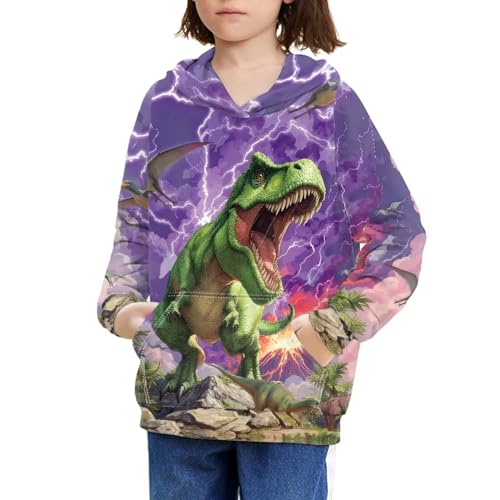 Image of WELLFLYHOM Boys Hooded Sweatshirts Hoodie Pullover Cool Graphic Crewneck Blouses Size 6-16