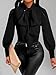 Vrtige Women's Elegant Bow Tie Neck Long Sleeve Blouse Office Shirt Top Black X-Large