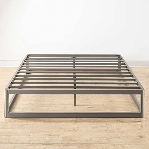 Mellow 12" Metal Platform Bed Frame W/Heavy Duty Steel Slat Foundation, Queen, Grey #TOP4