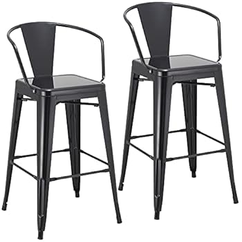 Alternative view of Duhome Metal Dining Chairs Set of 2, 30 Inch Metal Barstools Stackable Indoor Outdoor Chairs Patio Chairs with Low Back for Restaurant Bistro Cafe, Black