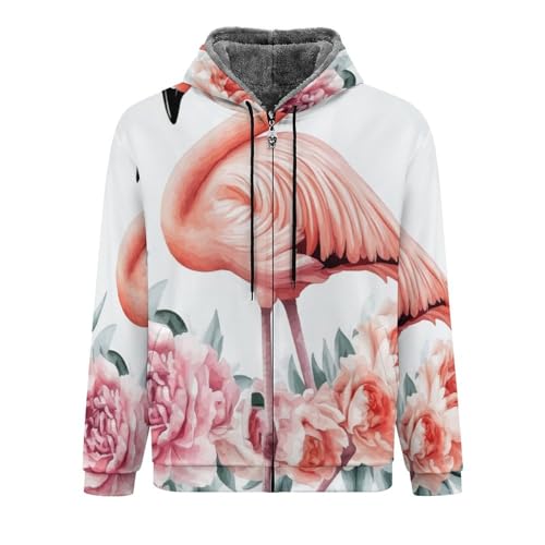 Sweat-shirt flamant rose homme doublé polaire pour affronter le froid