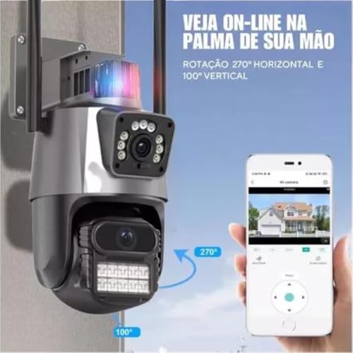 Câmera Segurança Wifi IP Dupla Lente Visão Noturna Uso Externo Prova D'água