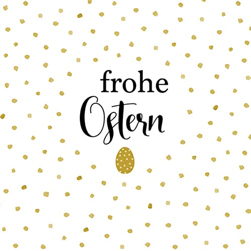 20 Servietten Frohe Ostern mit goldenen Punkten | Text | Spruch | Frühling | Tischdeko | Decoupage | Serviettentechnik 33x33cm