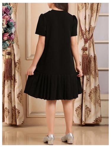 Floerns Girl's 3D Floral Appliques Ruffle Dress Short Sleeve Flounce A Line Dresses3