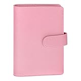 Antner A6 Notebook Binder Refillable 6 Ring Budget Binder Cover for A6 Refill Paper, PU Leather Budget Planner Organizer with Magnetic Buckle, Loose Leaf Personal Planner, Glitter Pink