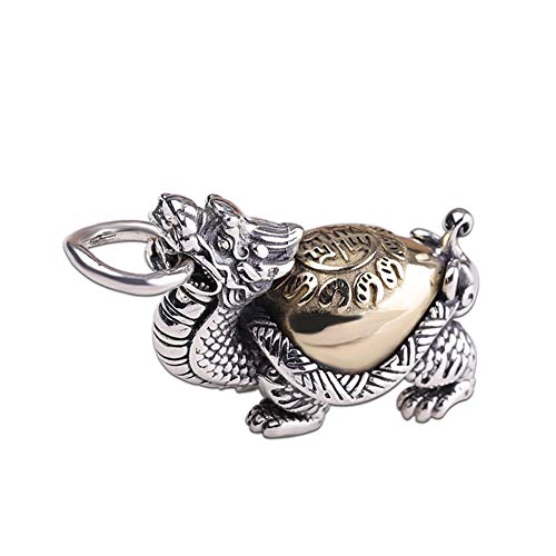 Pendentif dragon et tortue en argent S925 pour homme collier vintage fait main
