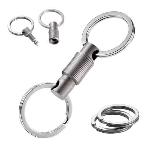 LIAOVEN Titanium Quick Release Keychain,Detachable Key Ring Connector, 360° Double-end Swivel Keychain Heavy Duty Car Key Holder with Key Rings and open box,keychains for Men Women