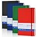 SUQJOY A5 Lined Hardback Notebook Set, 100gsm Ruled Pages, 160 Pages Each, Elastic Strap, 140 x 210 mm, Assorted Colours, Pack of 4