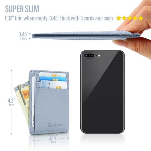 Image of Travelambo Slim Wallet Front Pocket Minimalist Leather RFID Blocking Medium Size