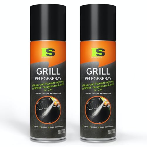 Spraytive 2 x 500ml Grill-Pflegespray - BBQ Grill-Zubehör - Pflegt & Konserviert Grillroste Pfannen (Edelstahl Gusseisen) & Co. - Antihaftspray Non Stick Spray für Weber Grills Plancha Grills