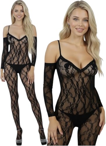 Image of ToBeInStyle Women's Long Sleeve Bodystocking Bodysuit Lingerie Regular & Plus Sizes