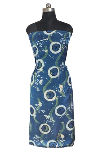 Image of Ethnics of Kutch Womens's Ajrakh Modal Silk Natural Dye Hand Block Print Unstitched Kurta Fabric
