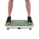Vibro Shaper - Fitness Vibrationsplatte unterstützt bei Muskelaufbau - Vibrationstrainer für alle Muskelgruppen - Oszillationstechnologie - inklusive Fitnessbänder - grün