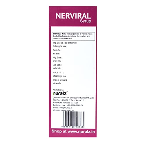 Image of Nuralz Nerviral Syrup - Nerves, Veins & Nervous System Health Supplement - With Goodness Of Arjuna, Giloy, Gokshura, Punarnava, Nirgundi, Nagarmotha, Rasna, And Ashwagandha (200 Ml)