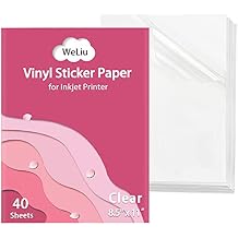Printable Transparent Sticker Paper - 8.5" X 11" Blank Custom Label Sticker Sheets - 40 Clear Sheets - for Inkjet Printers