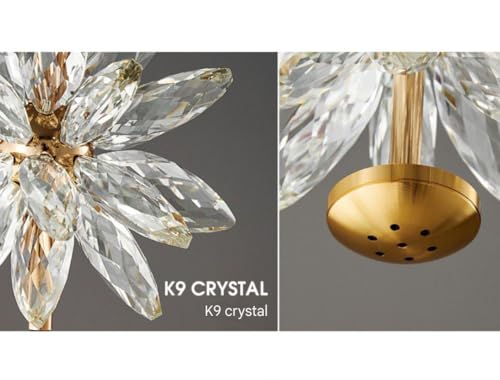 Image of Glowave Modern Gold Finish Luxury Crystal Flower LED Bedside Pendant Hanging Light Ceiling Lamp Light Fixture - Trichromatic | Warm White, White, Natural White | (844-1P Flower)