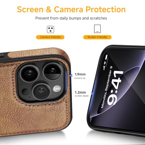 DOGODON Design Compatible with iPhone 12 & iPhone 12 Pro Case Luxury Leather Business Vintage Slim Non-Slip Soft Grip Shockproof Protective Cover (2020) 6.1 Inch (Brown) by DOGODON - Image 7