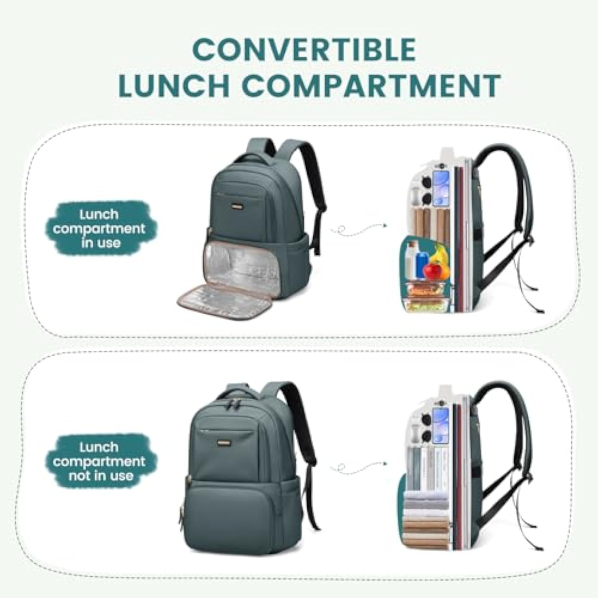 Lunch Backpack with Insulated Cooler Bag