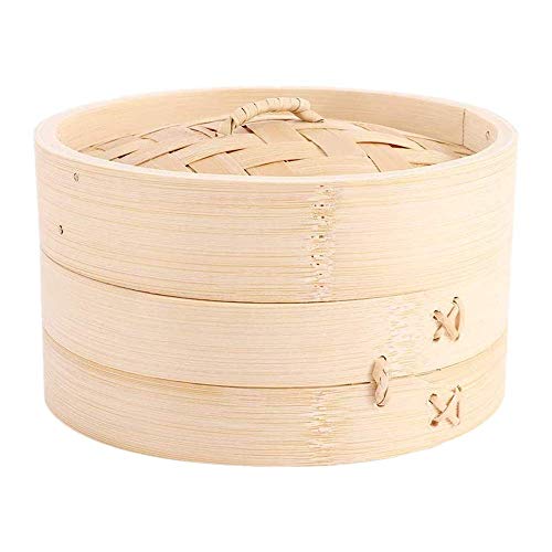 Vaporera De Bambú, Cesta De Vaporera De Bambú, Tapa De Cocina De Bambú con Juego-15cm