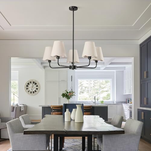 KAISITE Black Chandelier for Dining Room - 5-Light Farmhouse Dining Room Light Fixture Over Table Industrial Kitchen Lighting Fixture Ceiling Hanging Chandelier for Bedroom Living Room Foyer Entryway by KAISITE - Used condition - Image 7