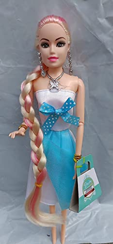Image of CR18 COLLECTION Long Hair with Accessories Girls Look Durable Fashion Doll Hand & Legs Movable Doll Toy for Kids 25Cm (Color & Dress Maybe Very) [Age-3+] Pack of 2