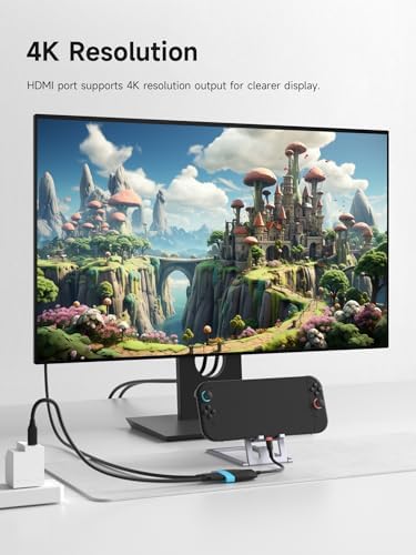 Hagibis Switch2 Dock for Switch 1/2/OLED, Portable TV Dock Charging Docking Station with HDMI and USB 3.0 Port Replacement Base Dock Set Type C to HDMI TV Adapter for MacBook Pro Air - 4