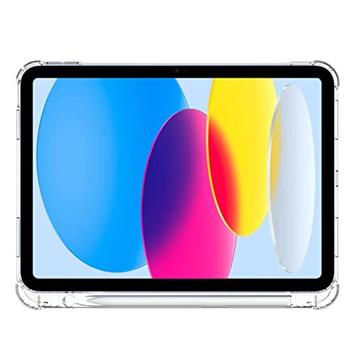 Sffine Clear Case For New Ipad 10Th Generation 10.9-Inch 2022 With Pencil Holder,Slim Soft Flexible Lightweight Tpu Gel Silicone Case Cover Skin W/Pen Slot For Ipad 10.9" 10Th Gen 2022,Transparent #TOP2