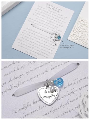Image of MIXJOY Something Blue Gift for Bride, Wedding Day Bridal Blue Pearl Angel Wings Bouquet Garter Charm for Bride to Be