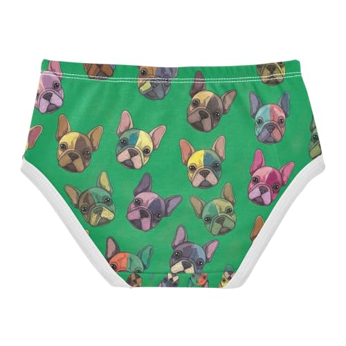 Toddler Panties, Cute Dogs Vibrant Green Cotton Girls Underwear, 2T–8 Years2