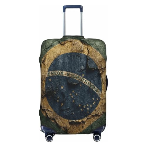 Flag of Brazil Durable Luggage Cover Suitcase Protector Anti-Scratch Luggage Cover Fits 18-32inch Luggage, Black, Small