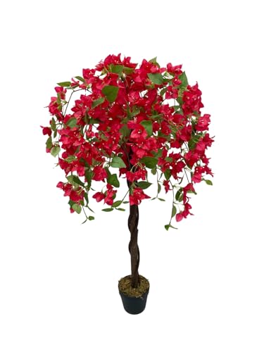 Image of Fox & Fern Bougainvillea Artificial Plant 120CM with Basic Pot | Elevate Any Corner of Your Home /Office | Ornamental Plant Best for Gifting, Party, Home Decor (GAJW3651) Tomato RED
