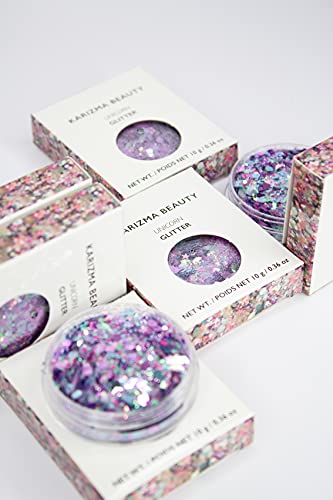 Karizma Holographic Unicorn Glitter. 10G Chunky Face Glitter, Hair Glitter, Eye Glitter And Body Glitter For Women. Rave Glitter, Festival Accessories, Cosmetic Glitter Makeup. Loose Glitter Set #TOP4