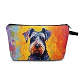 MoCaliduccious Oil Painting of Schnauzer Dog Print Women's Makeup Bag Daily Commute Cosmetics Storage Pouch Beach Travel Fashion Toothbrush Bag