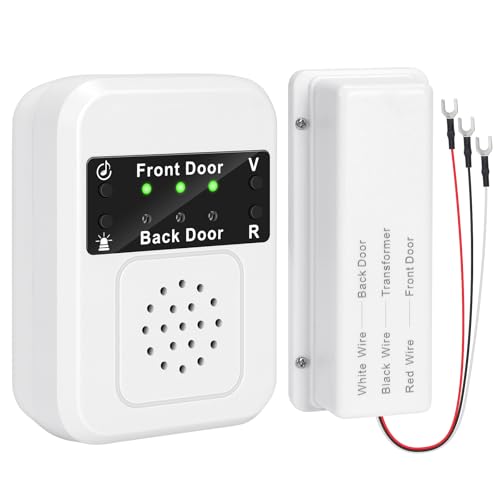 Briidea Doorbell Extender Converts Wired System to Wireless Dual Light Alerts for Two Doors (GreenFront RedBack) 650ft Long Range Loud 120dB Chime for Wired Doorbells for Garage or Basement