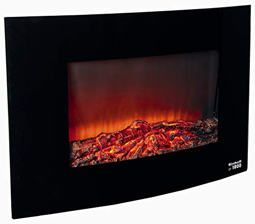 Elektrisches Kaminfeuer EF 1800 (2 Heizstufen mit 900 W + 1.800 W, LED-Flamme mit Dimmerfunktion, Frontpanel aus gewölbtem Sicherheitsglas,