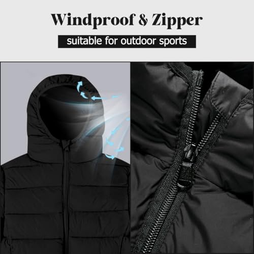 Lovekider Boys Winter Coat 4-16 Years Lightweight Puffer Jacket Kids Hooded Packable Down-alternative Outerwear4