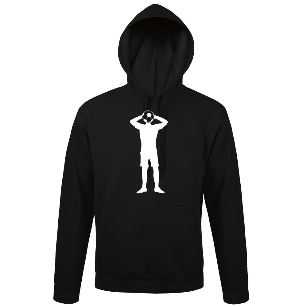 Piłkarz, piłka nożna, męska bluza z kapturem, czarny, 4XL