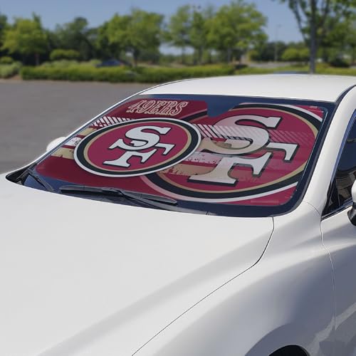 Image of Fanmats NFL Windshield Sun Auto Shade, Sun Shield Sun Visor Accordion tri-fold for Storage 59 inch x 29.5 inch, Colorful Team Design