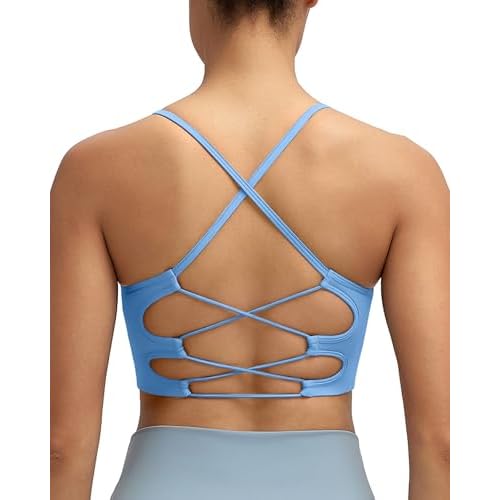 RUNNING GIRL Sports Bras for Women,Sexy Crisscross Back Seamless Supportive Sports Bra Medium Support with Removable Pads